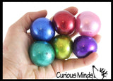 Small Individually Wrapped 1.5" Metallic Glitter with Thick Gel Mold-able Stress Ball - Ceiling Sticky Glob Balls - Squishy Gooey Shape-able Squish Sensory Squeeze Balls