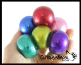 Small 1.5" Metallic Glitter with Thick Gel Mold-able Stress Ball - Ceiling Sticky Glob Balls - Squishy Gooey Shape-able Squish Sensory Squeeze Balls
