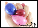 Small Individually Wrapped 1.5" Metallic Glitter with Thick Gel Mold-able Stress Ball - Ceiling Sticky Glob Balls - Squishy Gooey Shape-able Squish Sensory Squeeze Balls