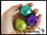Small 1.5" Metallic Glitter with Thick Gel Mold-able Stress Ball - Ceiling Sticky Glob Balls - Squishy Gooey Shape-able Squish Sensory Squeeze Balls