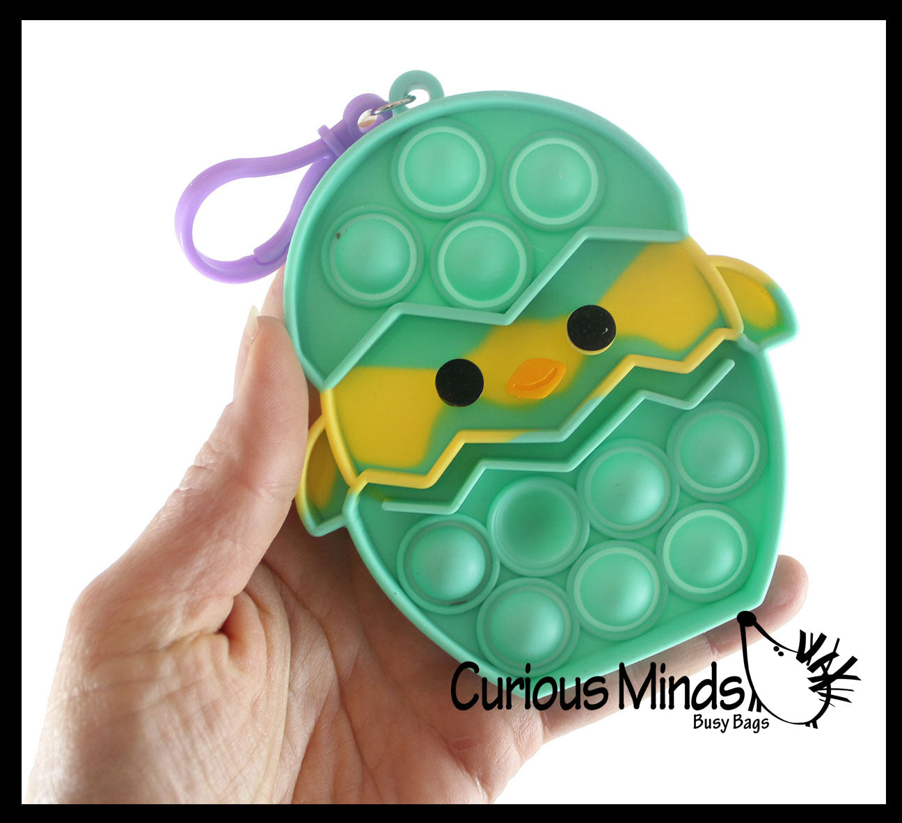 Small Chick in Egg on Clip Bubble Popper Toy - Easter Themed - Easter Basket Fidget - Bubble Pop Fidget Toy - Silicone Push Poke Bubble Wrap Fidget Toy - Press Bubbles to Pop - Bubble Popper Sensory Stress Toy OT
