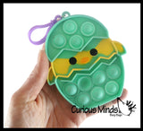 LAST CHANCE - LIMITED STOCK - SALE  - 4 Easter Bubble Popper Toys - Bunny, Carrot, Egg, and Chick in Egg - Easter Basket Fidget - Silicone Push Poke Bubble Wrap Fidget Toy - Press Bubbles to Pop - Sensory Stress Toy OT