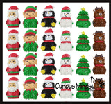 Cute Christmas Themed Wooly Hedge Characters Porcupine Spiky - Fun Party Favor Toy - Christmas Winter