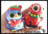 Sparkle Eye Winter Animal Themed Slow Rise Squishy Toys - Memory Foam Squish Stress Ball - Winter Christmas