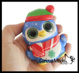Sparkle Eye Winter Animal Themed Slow Rise Squishy Toys - Memory Foam Squish Stress Ball - Winter Christmas