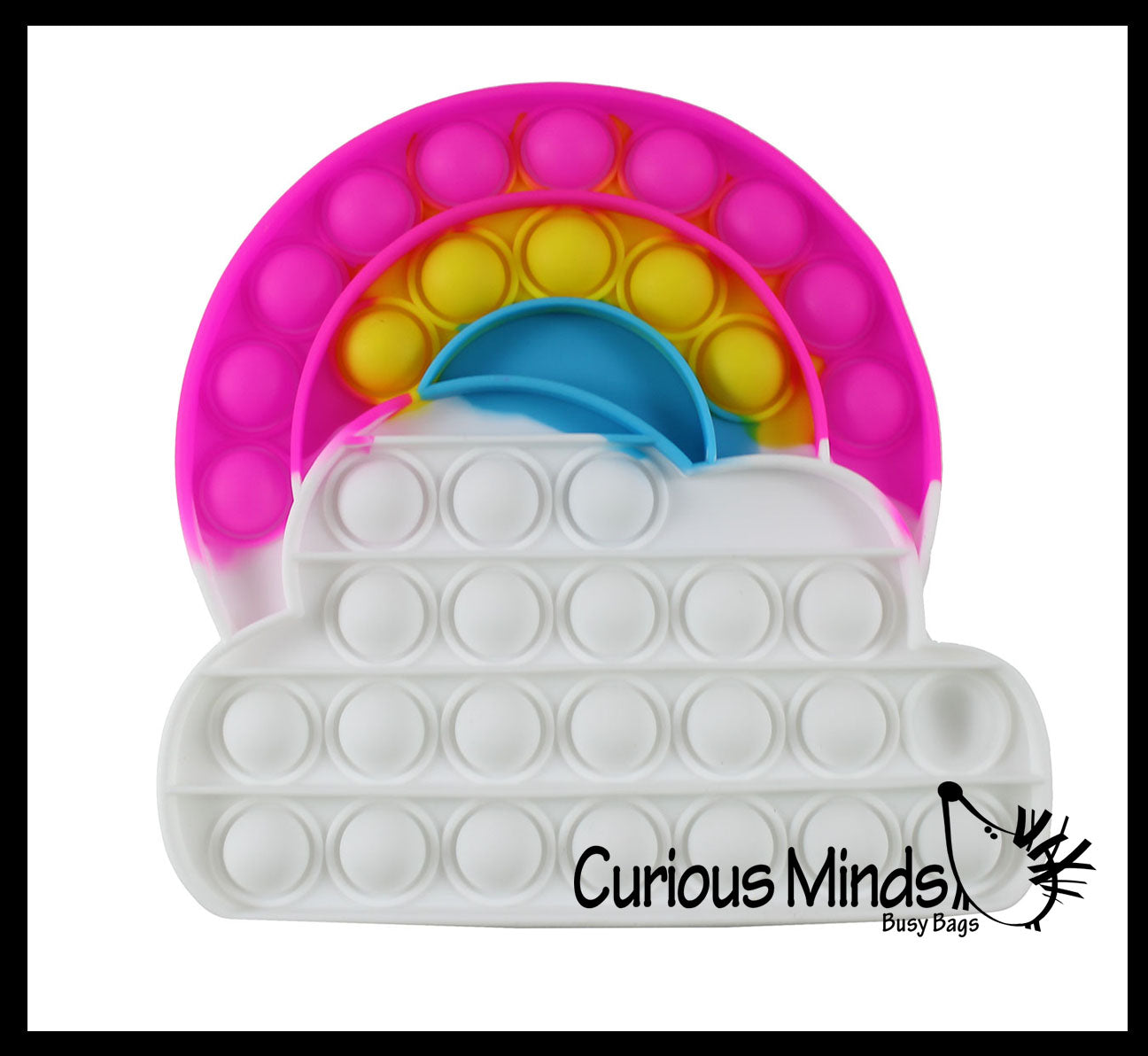 BULK - WHOLESALE - Rainbow with Cloud Bubble Pop Game - Silicone Push Poke Bubble Wrap Fidget Toy - Press Bubbles to Pop the Bubbles Down Then Flip it over and Do it Again - Bubble Popper Sensory Stress Toy