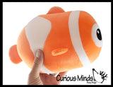 Chubby Plush Clownfish Stuffed Animal Toy - Soft Squishy Roll Animal - Plushie Stuffie