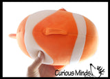 Chubby Plush Clownfish Stuffed Animal Toy - Soft Squishy Roll Animal - Plushie Stuffie