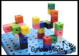 Snap Block - Interlocking Cubes and Building Base - Constructive Building Block Toy with Patterns