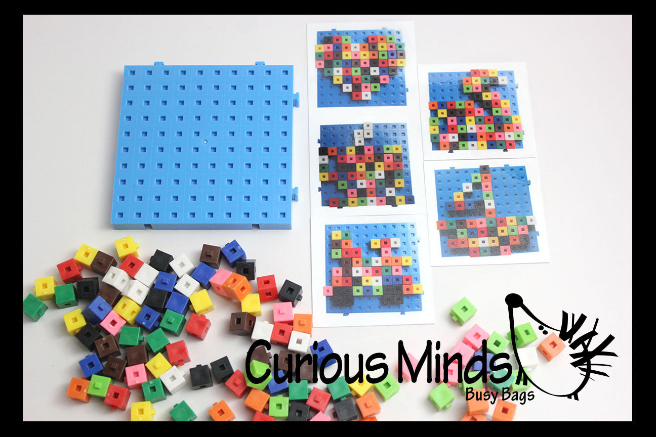 LAST CHANCE - LIMITED STOCK  - SALE - Snap Block - Interlocking Cubes and Building Base - Constructive Building Block Toy with Patterns