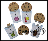 LAST CHANCE - LIMITED STOCK -  SALE  -Short Vowel Cookies and Milk Puzzle - Language Arts Teacher Supply