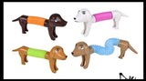 Cute Weiner Dog Pull and Pop Snap Animal Expanding Flexible Accordion Tube Toy - Free Play - Open Ended Fidget Toy