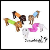 Cute Weiner Dog Pull and Pop Snap Animal Expanding Flexible Accordion Tube Toy - Free Play - Open Ended Fidget Toy