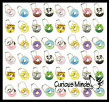 Cute Donut Animal Keychain Figurines - Mini Toys - Easter Egg Filler - Small Novelty Prize Toy - Party Favors - Gift