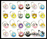 Cute Donut Animal Keychain Figurines - Mini Toys - Easter Egg Filler - Small Novelty Prize Toy - Party Favors - Gift