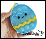 LAST CHANCE - LIMITED STOCK - SALE  - 4 Easter Bubble Popper Toys - Bunny, Carrot, Egg, and Chick in Egg - Easter Basket Fidget - Silicone Push Poke Bubble Wrap Fidget Toy - Press Bubbles to Pop - Sensory Stress Toy OT