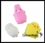 48 Easter Mochi and Puffer Set - Chick Bunny Lamb Themed Mochi Squishy Animals - Kawaii -  Sensory, Stress, Fidget Party Favor Toy (4 Dozen)