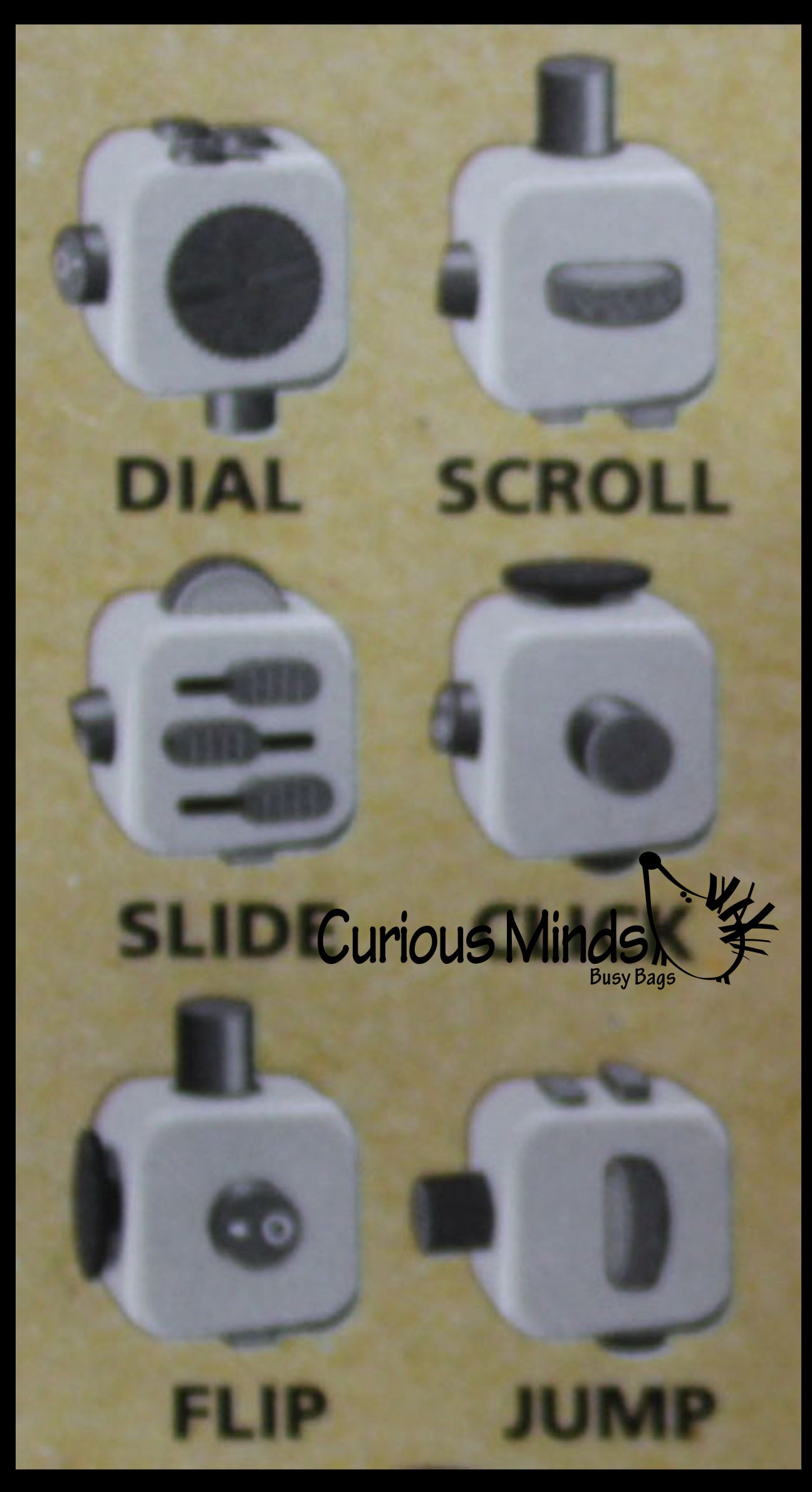 Fidget Cube Block  - Spinning Hand Fidget - Anxiety ADHD Spinner - Classroom and Office
