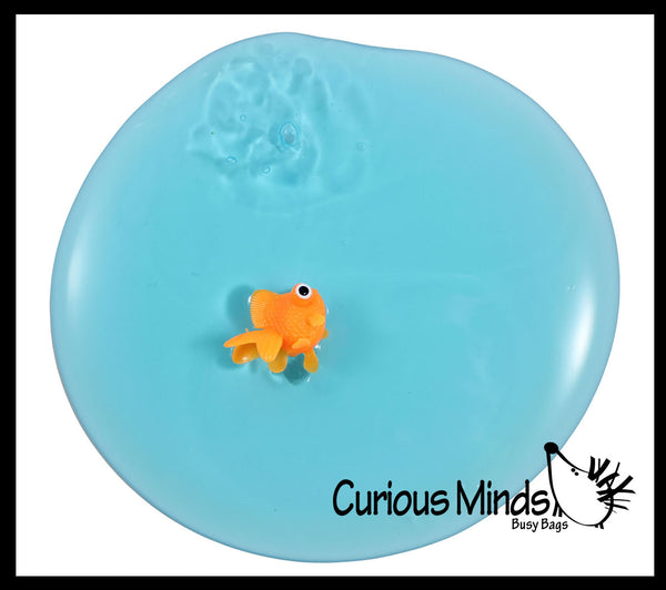Goldfish Slime Bowl Blue Slime with Mini Fish Figurine Cute Pet pu