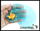 LAST CHANCE - LIMITED STOCK - Goldfish Slime Bowl - Blue Slime with Mini Fish Figurine -  Cute Pet putty/dough/slime