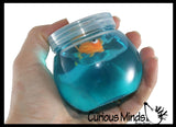 LAST CHANCE - LIMITED STOCK - Goldfish Slime Bowl - Blue Slime with Mini Fish Figurine -  Cute Pet putty/dough/slime