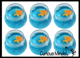 Goldfish Slime Bowl - Blue Slime with Mini Fish Figurine -  Cute Pet putty/dough/slime