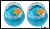Goldfish Slime Bowl - Blue Slime with Mini Fish Figurine -  Cute Pet putty/dough/slime
