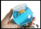LAST CHANCE - LIMITED STOCK - Goldfish Slime Bowl - Blue Slime with Mini Fish Figurine -  Cute Pet putty/dough/slime