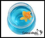 LAST CHANCE - LIMITED STOCK - Goldfish Slime Bowl - Blue Slime with Mini Fish Figurine -  Cute Pet putty/dough/slime