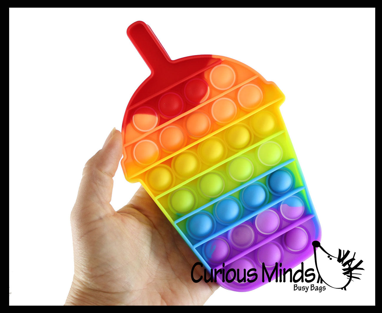 BULK - WHOLESALE - Rainbow Frappe Iced Coffee Dessert Ice Cream Frozen Bubble Pop Fidget Toy - Silicone Push Poke Bubble Wrap Fidget Toy - Press Bubbles to Pop the Bubbles Down Then Flip it over and Do it Again - Bubble Popper Sensory Stress Toy