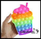 BULK - WHOLESALE - SALE - Neon Rainbow Frappe Iced Coffee Dessert Ice Cream Frozen Bubble Pop Fidget Toy - Poke Bubble Wrap Fidget Toy - Press Bubbles to Pop the Bubbles Down Then Flip it over and Do it Again - Bubble Popper Sensory Stress Toy