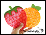 BULK - WHOLESALE -  SALE - Fruit Theme Bubble Pop Game - Silicone Push Poke Bubble Wrap Fidget Toy - Press Bubbles to Pop the Bubbles Down Then Flip it over and Do it Again - Bubble Popper Sensory Stress Toy