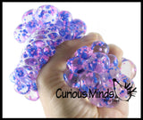 BULK - WHOLESALE -  SALE - Confetti Gel Filled Mesh Net Blob Ball - Squishy Fidget Ball