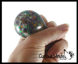 LAST CHANCE - LIMITED STOCK - SALE  - Small Metallic with Shiny Iridescent Glitter Thick Gel-Filled Squeeze Stress Balls  -  Sensory, Stress, Fidget Toy