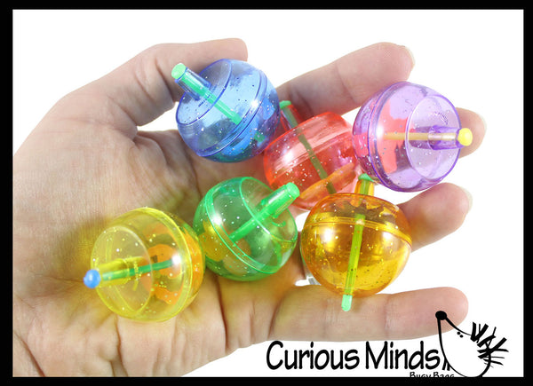 Plastic Glitter Spinning Tops Toy Spin Spinner Tops Small Party Curious Minds Busy Bags