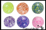 Small Amazing 1.5" Confetti Bead with Thick Gel Mold-able Stress Ball - Ceiling Sticky Glob Balls - Squishy Gooey Shape-able Squish Sensory Squeeze Balls