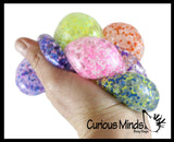 Small Amazing 1.5" Confetti Bead with Thick Gel Mold-able Stress Ball - Ceiling Sticky Glob Balls - Squishy Gooey Shape-able Squish Sensory Squeeze Balls