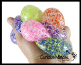 Small Amazing 1.5" Confetti Bead with Thick Gel Mold-able Stress Ball - Ceiling Sticky Glob Balls - Squishy Gooey Shape-able Squish Sensory Squeeze Balls