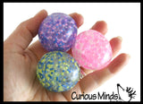 BULK - WHOLESALE -  SALE - Individually Wrapped Small Amazing 1.5" Confetti Bead with Thick Gel Mold-able Stress Ball - Ceiling Sticky Glob Balls - Squishy Gooey Shape-able Squish Sensory Squeeze Balls