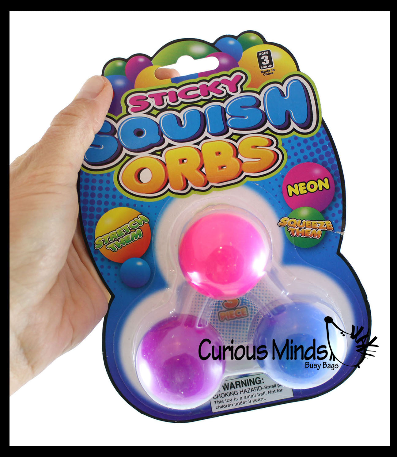 Small 1.5" Neon Soft Doh Filled Stress Ball - Ceiling Sticky Glob Balls - Squishy Gooey Shape-able Squish Sensory Squeeze Balls