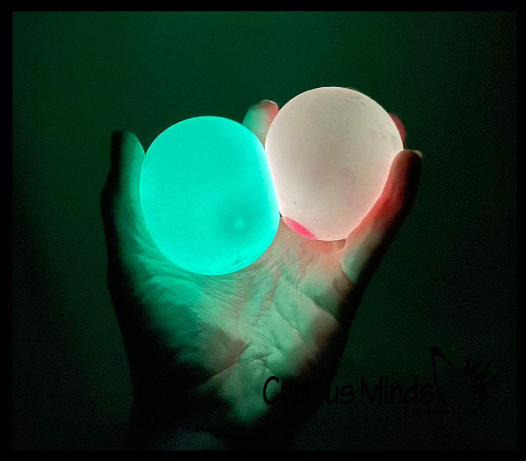 LAST CHANCE - LIMITED STOCK - Boxed 2.5" Glow in the Dark Doh Filled Stress Ball - Glob Balls - Squishy Gooey Shape-able Squish Sensory Squeeze Balls