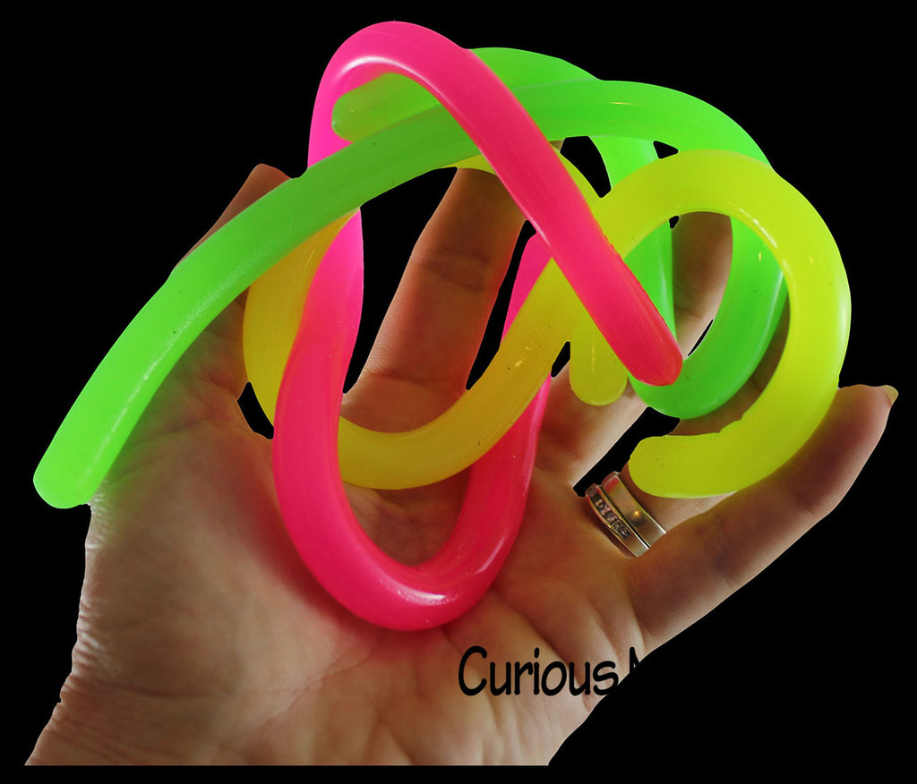 Glow in the Dark Stretch String Fidget Toy- Worm Noodle Strings Fidget Toy - 14" Long, Thick, Build Resistance for Strengthening Exercise, Pull, Stretchy, Fiddle