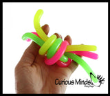 Stretch String Fidget Toy- Worm Noodle Strings Fidget Toy - 14" Long, Thick, Build Resistance for Strengthening Exercise, Pull, Stretchy, Fiddle