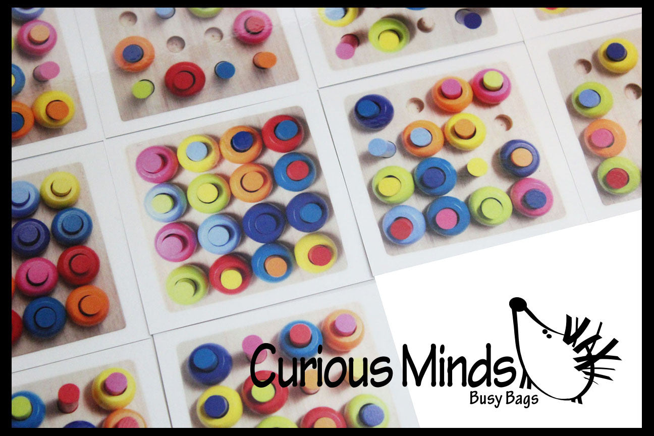 LAST CHANCE - LIMITED STOCK - Wood Peg Board and Stacking Toy with Pattern Cards