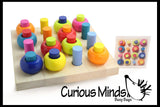 LAST CHANCE - LIMITED STOCK - Wood Peg Board and Stacking Toy with Pattern Cards