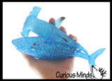 Set of 2 Different Species Large Shark Water Gel Water Bead Filled Squeeze Stress Balls - Blue Shark and Hammerhead  -  Sensory, Stress, Fidget Toy