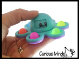 Set of 2 Octopus Fidgets - Soft & Hard Shell Octopus Bubble Pop Flip Fidget Spinner Toy - Happy and Sad Silicone Push Poke Bubble Wrap Fidget Toy - Press Bubbles to Pop the Bubbles Down Then Flip it over and Do it Again - Bubble Popper Sensory Stress Toy