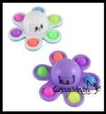 LAST CHANCE - LIMITED STOCK  - SALE - Hard Shell Octopus Bubble Pop Spinner Toy - Happy and Sad Silicone Push Poke Bubble Wrap Fidget Toy - Press Bubbles to Pop the Bubbles Down Then Bubble Popper Sensory Stress Toy
