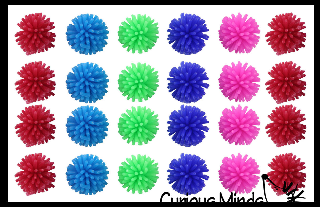 Soft 1" Mini Spike Hedge Balls -  Spiky Wooly Porcupine Balls - Sensory Novelty Toy - Fun Soft and Squishy