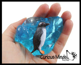 LAST CHANCE - LIMITED STOCK - Iceberg with Penguin & Blue Slime - Ice Snow Putty - Party Favors in Iceberg Shaped Container - Winter